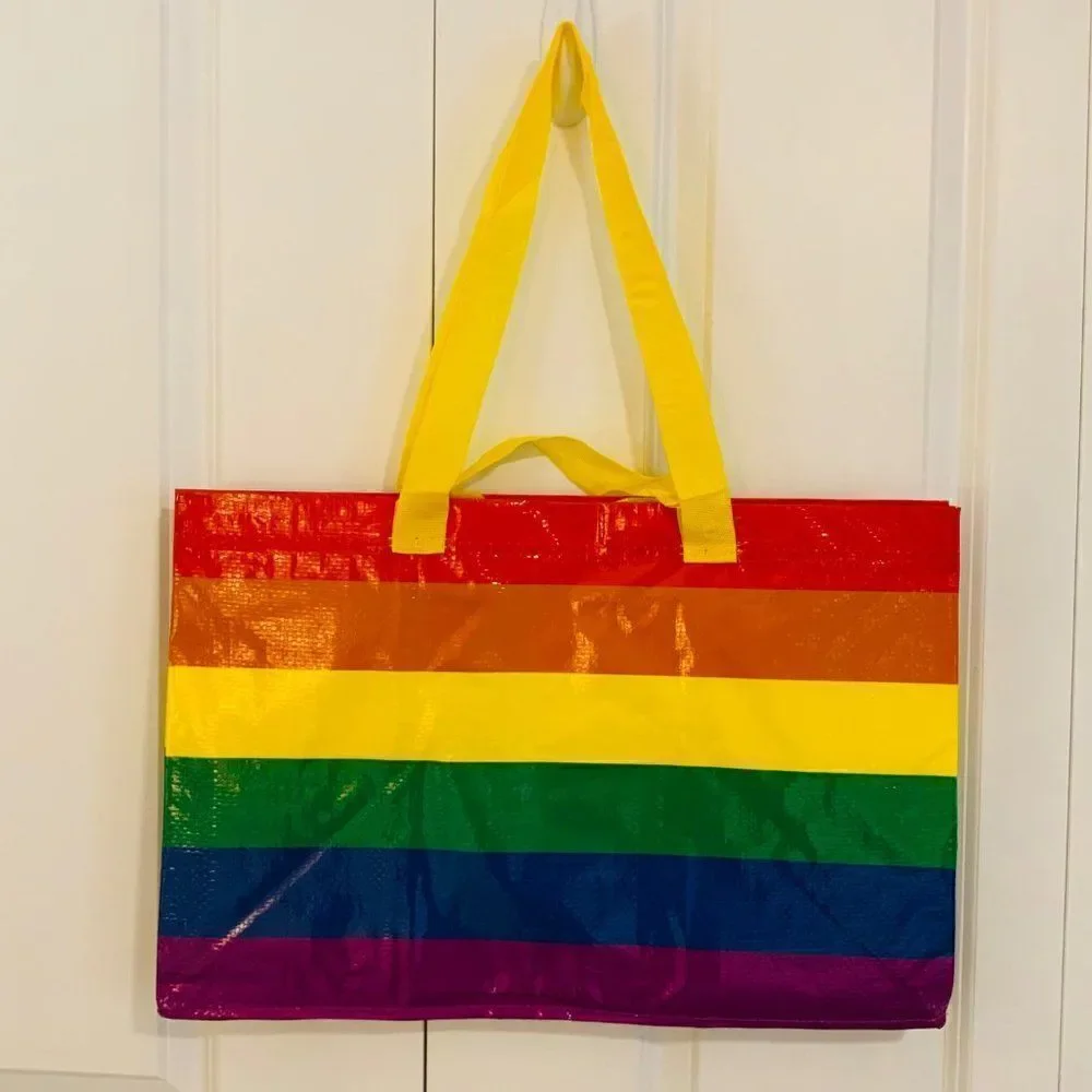Ikea Rainbow Plastic Tote Bundle of 2 Large and Small Durable Waterproof New